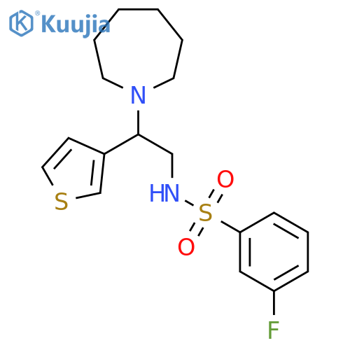N-2-(azepan-1-yl)-2-(thiophen-3-yl)ethyl-3-fluorobenzene-1-sulfonamide structure