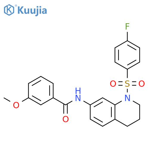 N-1-(4-fluorobenzenesulfonyl)-1,2,3,4-tetrahydroquinolin-7-yl-3-methoxybenzamide structure