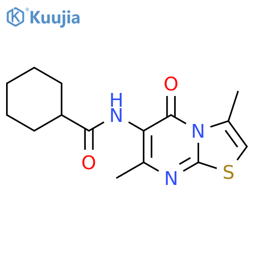 N-{3,7-dimethyl-5-oxo-5H-1,3thiazolo3,2-apyrimidin-6-yl}cyclohexanecarboxamide structure