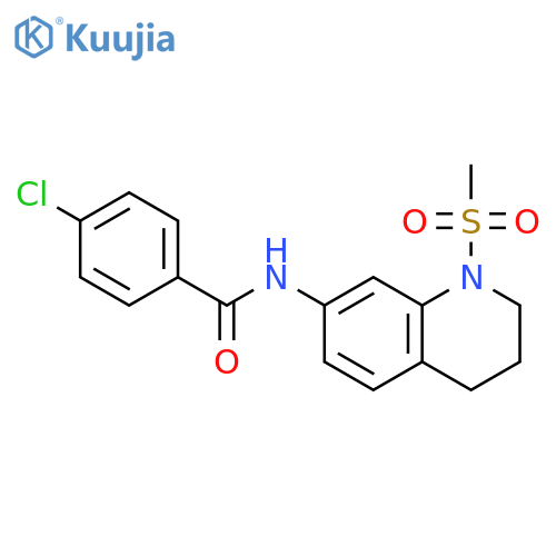 4-chloro-N-(1-methanesulfonyl-1,2,3,4-tetrahydroquinolin-7-yl)benzamide structure