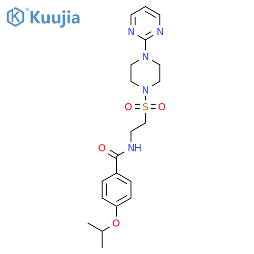 4-(propan-2-yloxy)-N-(2-{4-(pyrimidin-2-yl)piperazin-1-ylsulfonyl}ethyl)benzamide structure