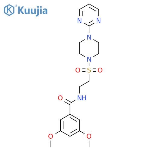 3,5-dimethoxy-N-(2-{4-(pyrimidin-2-yl)piperazin-1-ylsulfonyl}ethyl)benzamide structure