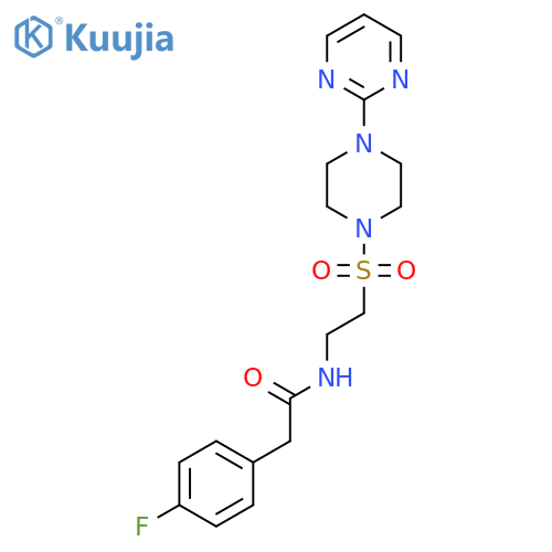 2-(4-fluorophenyl)-N-(2-{4-(pyrimidin-2-yl)piperazin-1-ylsulfonyl}ethyl)acetamide structure