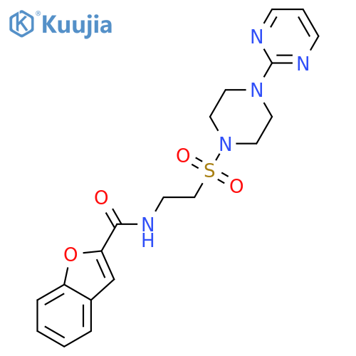 N-(2-{4-(pyrimidin-2-yl)piperazin-1-ylsulfonyl}ethyl)-1-benzofuran-2-carboxamide structure