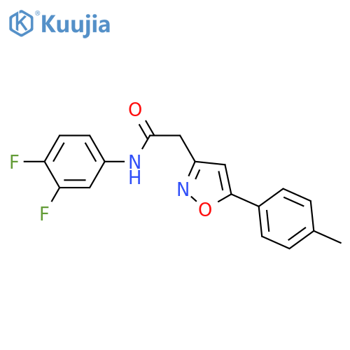 N-(3,4-difluorophenyl)-2-5-(4-methylphenyl)-1,2-oxazol-3-ylacetamide structure