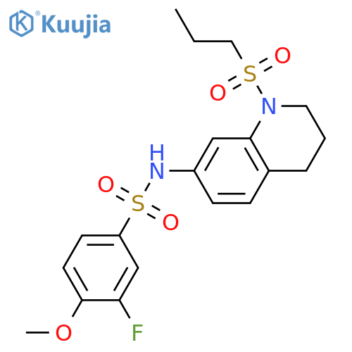 3-fluoro-4-methoxy-N-1-(propane-1-sulfonyl)-1,2,3,4-tetrahydroquinolin-7-ylbenzene-1-sulfonamide structure