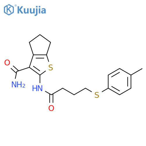 2-{4-(4-methylphenyl)sulfanylbutanamido}-4H,5H,6H-cyclopentabthiophene-3-carboxamide structure
