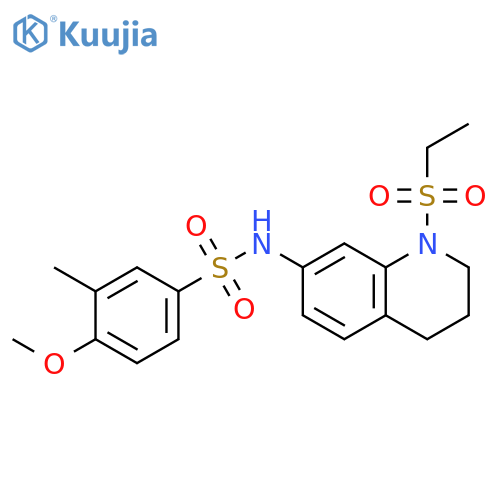 N-1-(ethanesulfonyl)-1,2,3,4-tetrahydroquinolin-7-yl-4-methoxy-3-methylbenzene-1-sulfonamide structure