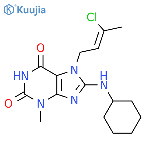 7-(2Z)-3-chlorobut-2-en-1-yl-8-(cyclohexylamino)-3-methyl-2,3,6,7-tetrahydro-1H-purine-2,6-dione structure