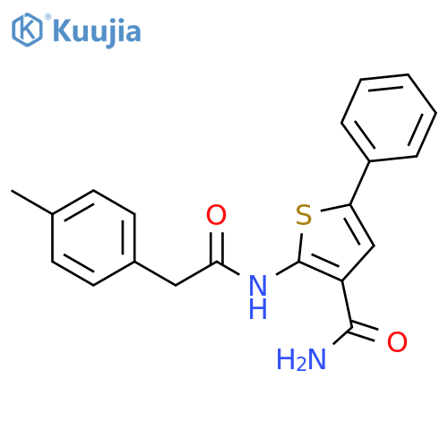 2-2-(4-methylphenyl)acetamido-5-phenylthiophene-3-carboxamide structure