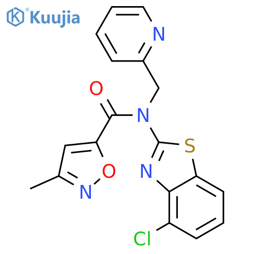 N-(4-chloro-1,3-benzothiazol-2-yl)-3-methyl-N-(pyridin-2-yl)methyl-1,2-oxazole-5-carboxamide structure