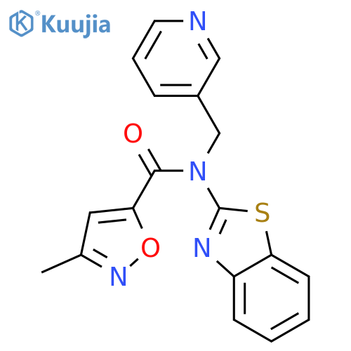 N-(1,3-benzothiazol-2-yl)-3-methyl-N-(pyridin-3-yl)methyl-1,2-oxazole-5-carboxamide structure