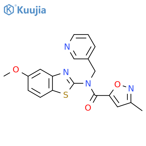 N-(5-methoxy-1,3-benzothiazol-2-yl)-3-methyl-N-(pyridin-3-yl)methyl-1,2-oxazole-5-carboxamide structure