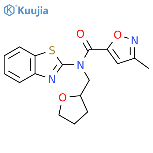 N-(1,3-benzothiazol-2-yl)-3-methyl-N-(oxolan-2-yl)methyl-1,2-oxazole-5-carboxamide structure