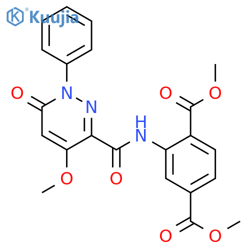 1,4-dimethyl 2-(4-methoxy-6-oxo-1-phenyl-1,6-dihydropyridazine-3-amido)benzene-1,4-dicarboxylate structure