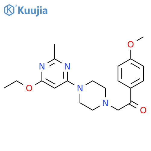 1-4-(6-ethoxy-2-methylpyrimidin-4-yl)piperazin-1-yl-2-(4-methoxyphenyl)ethan-1-one structure