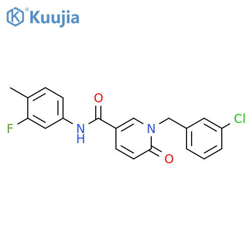 1-(3-chlorophenyl)methyl-N-(3-fluoro-4-methylphenyl)-6-oxo-1,6-dihydropyridine-3-carboxamide structure