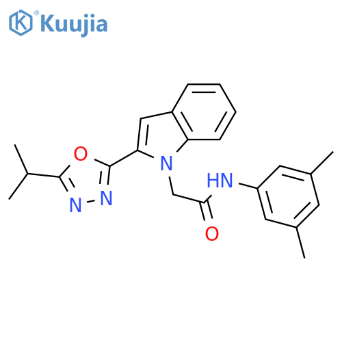 N-(3,5-dimethylphenyl)-2-{2-5-(propan-2-yl)-1,3,4-oxadiazol-2-yl-1H-indol-1-yl}acetamide structure