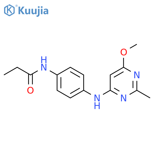 N-{4-(6-methoxy-2-methylpyrimidin-4-yl)aminophenyl}propanamide structure