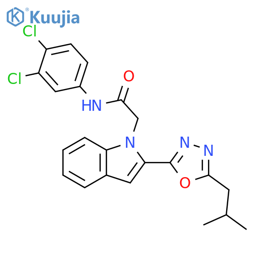 N-(3,4-dichlorophenyl)-2-{2-5-(2-methylpropyl)-1,3,4-oxadiazol-2-yl-1H-indol-1-yl}acetamide structure