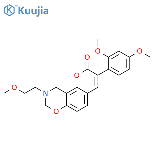 3-(2,4-dimethoxyphenyl)-9-(2-methoxyethyl)-2H,8H,9H,10H-chromeno8,7-e1,3oxazin-2-one structure