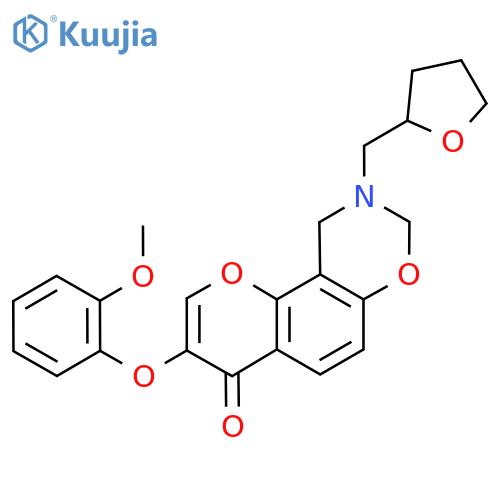 3-(2-methoxyphenoxy)-9-(oxolan-2-yl)methyl-4H,8H,9H,10H-chromeno8,7-e1,3oxazin-4-one structure