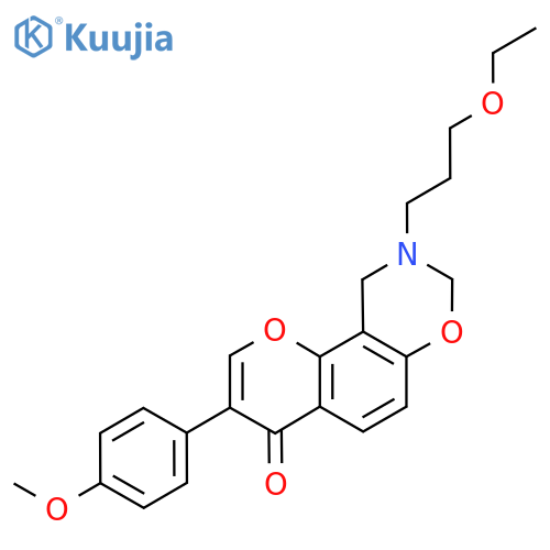 9-(3-ethoxypropyl)-3-(4-methoxyphenyl)-4H,8H,9H,10H-chromeno8,7-e1,3oxazin-4-one structure