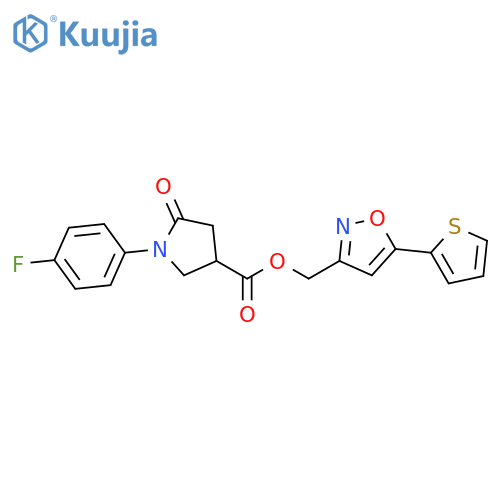 5-(thiophen-2-yl)-1,2-oxazol-3-ylmethyl 1-(4-fluorophenyl)-5-oxopyrrolidine-3-carboxylate structure