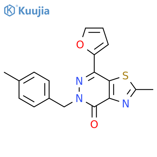 7-(furan-2-yl)-2-methyl-5-(4-methylphenyl)methyl-4H,5H-1,3thiazolo4,5-dpyridazin-4-one structure