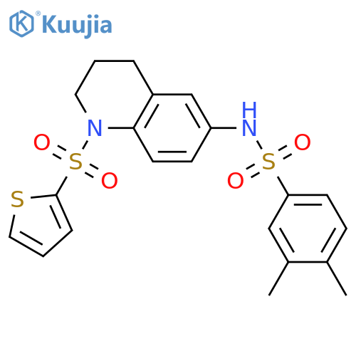 3,4-dimethyl-N-1-(thiophene-2-sulfonyl)-1,2,3,4-tetrahydroquinolin-6-ylbenzene-1-sulfonamide structure