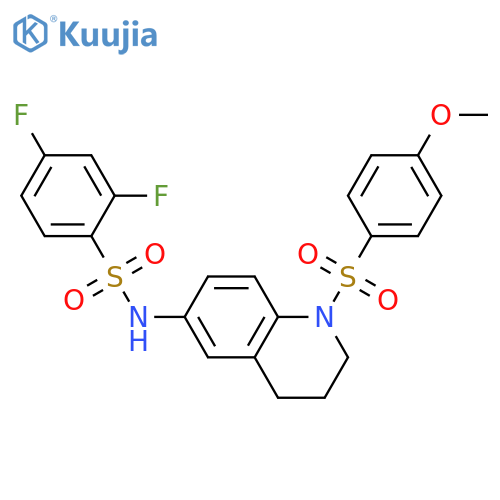 2,4-difluoro-N-1-(4-methoxybenzenesulfonyl)-1,2,3,4-tetrahydroquinolin-6-ylbenzene-1-sulfonamide structure
