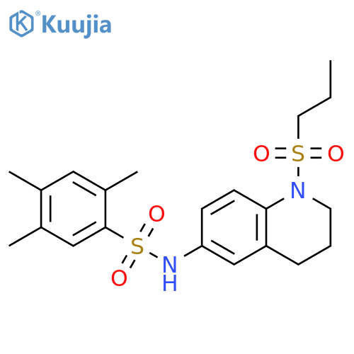 2,4,5-trimethyl-N-1-(propane-1-sulfonyl)-1,2,3,4-tetrahydroquinolin-6-ylbenzene-1-sulfonamide structure
