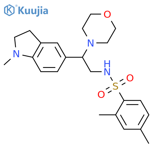 2,4-dimethyl-N-2-(1-methyl-2,3-dihydro-1H-indol-5-yl)-2-(morpholin-4-yl)ethylbenzene-1-sulfonamide structure
