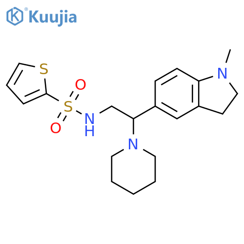 N-2-(1-methyl-2,3-dihydro-1H-indol-5-yl)-2-(piperidin-1-yl)ethylthiophene-2-sulfonamide structure