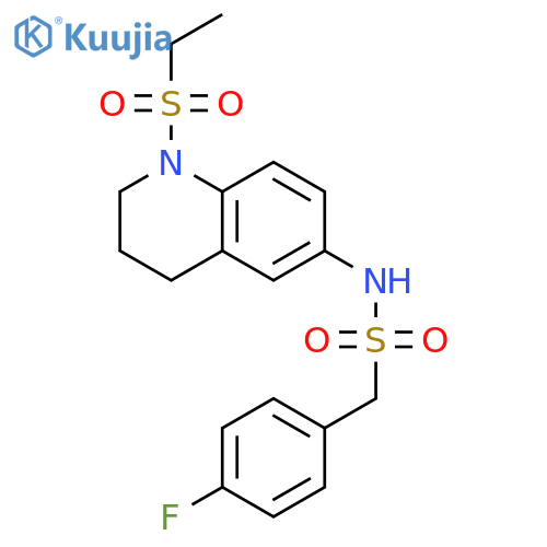 N-1-(ethanesulfonyl)-1,2,3,4-tetrahydroquinolin-6-yl-1-(4-fluorophenyl)methanesulfonamide structure