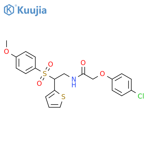 2-(4-chlorophenoxy)-N-2-(4-methoxybenzenesulfonyl)-2-(thiophen-2-yl)ethylacetamide structure