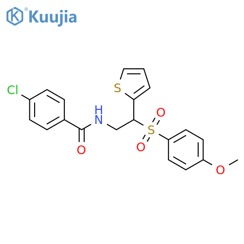 4-chloro-N-2-(4-methoxybenzenesulfonyl)-2-(thiophen-2-yl)ethylbenzamide structure