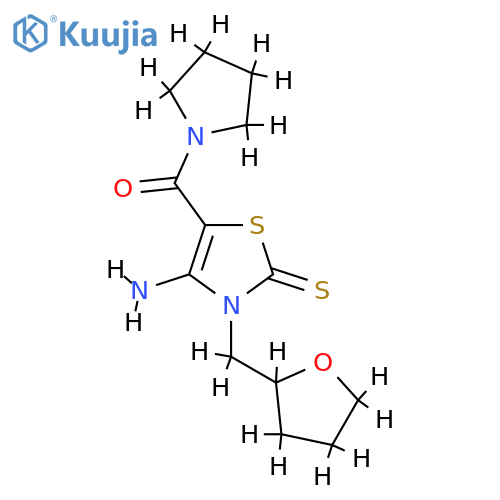4-amino-3-(oxolan-2-yl)methyl-5-(pyrrolidine-1-carbonyl)-2,3-dihydro-1,3-thiazole-2-thione structure
