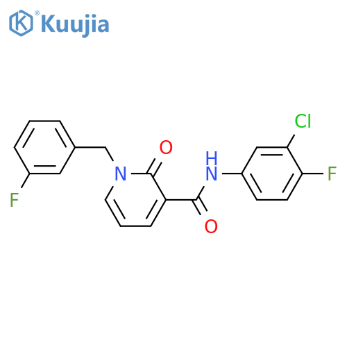N-(3-chloro-4-fluorophenyl)-1-(3-fluorophenyl)methyl-2-oxo-1,2-dihydropyridine-3-carboxamide structure
