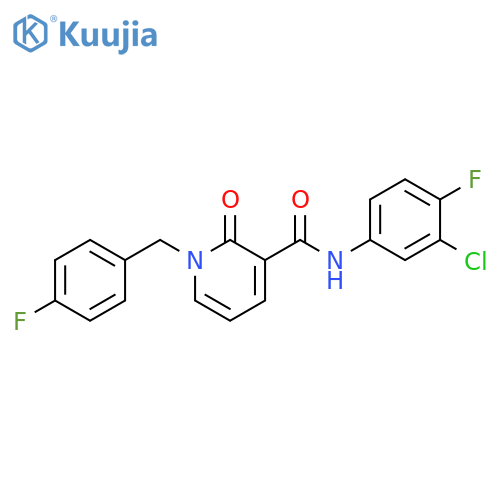 N-(3-chloro-4-fluorophenyl)-1-(4-fluorophenyl)methyl-2-oxo-1,2-dihydropyridine-3-carboxamide structure