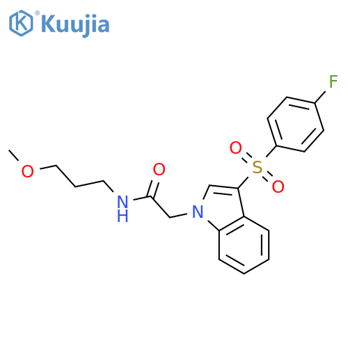 2-3-(4-fluorobenzenesulfonyl)-1H-indol-1-yl-N-(3-methoxypropyl)acetamide structure