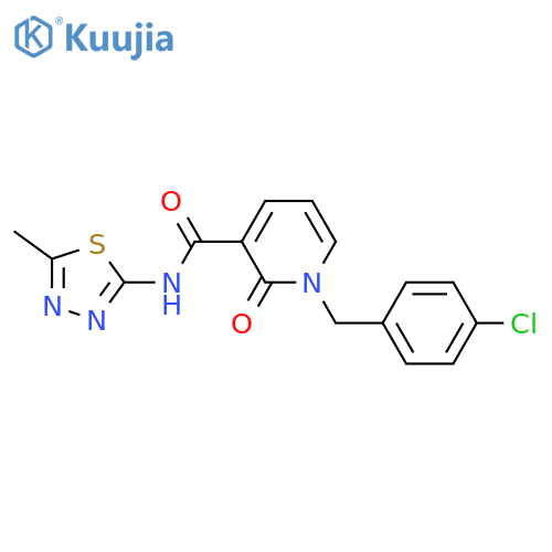 1-(4-chlorophenyl)methyl-N-(5-methyl-1,3,4-thiadiazol-2-yl)-2-oxo-1,2-dihydropyridine-3-carboxamide structure
