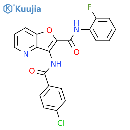 3-(4-chlorobenzamido)-N-(2-fluorophenyl)furo3,2-bpyridine-2-carboxamide structure