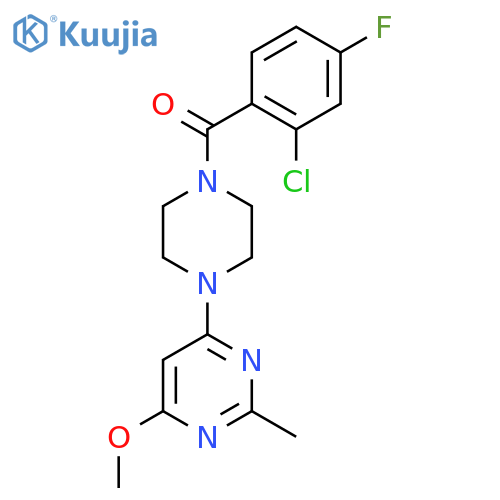 4-4-(2-chloro-4-fluorobenzoyl)piperazin-1-yl-6-methoxy-2-methylpyrimidine structure