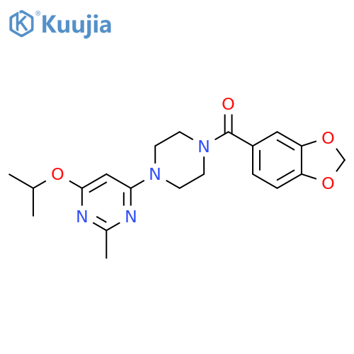 4-4-(2H-1,3-benzodioxole-5-carbonyl)piperazin-1-yl-2-methyl-6-(propan-2-yloxy)pyrimidine structure
