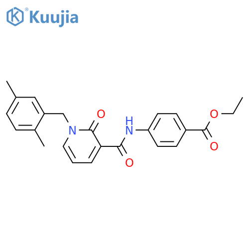 ethyl 4-{1-(2,5-dimethylphenyl)methyl-2-oxo-1,2-dihydropyridine-3-amido}benzoate structure