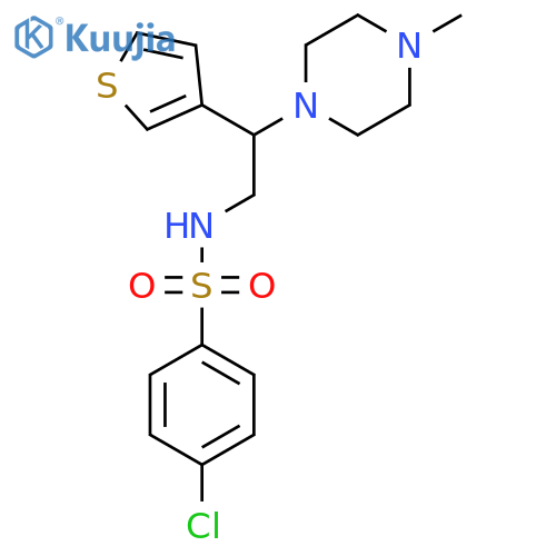4-chloro-N-2-(4-methylpiperazin-1-yl)-2-(thiophen-3-yl)ethylbenzene-1-sulfonamide structure