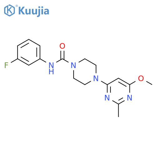 N-(3-fluorophenyl)-4-(6-methoxy-2-methylpyrimidin-4-yl)piperazine-1-carboxamide structure
