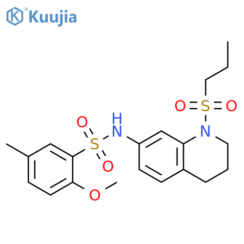 2-methoxy-5-methyl-N-1-(propane-1-sulfonyl)-1,2,3,4-tetrahydroquinolin-7-ylbenzene-1-sulfonamide structure