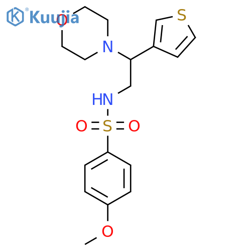 4-methoxy-N-2-(morpholin-4-yl)-2-(thiophen-3-yl)ethylbenzene-1-sulfonamide structure